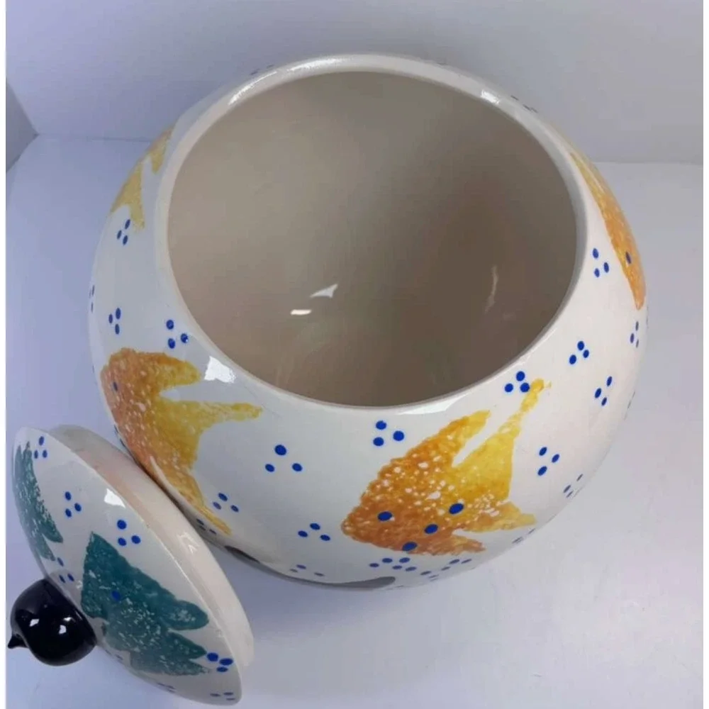 Kitty Dreams Signed Sari Art Pottery Cat Cookie Jar Hand Painted 9.5
